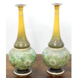 Pair of Doulton Lambeth, Doulton & Slaters Patent stoneware vases, with gilt highlighted floral