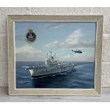 C* Stanton - "HMS Ark Royal", signed and dated 1971, oil on board, 23" x 20".