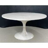 Mid Century Arkana circular white tulip dining table, 55" diameter, 29.5" high