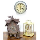 H Samuel torsion mantel clock, 8" high; together with a 6" dial bulkhead type wall clock and a Black