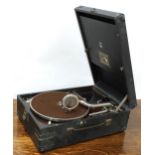 His Masters Voice HMV Model 101 portable gramophone, ser. no. 58062