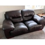 DFS 'Dazzle' range truffle leather two seater sofa, 71" wide, 39" deep, 35" high - This suite is