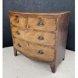 19th century mahogany chest of drawers, the moulded top over two short over two long graduated