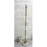 Veined onyx and gilt metal floor standing lamp, 57" high; together with a veined onyx table lamp and