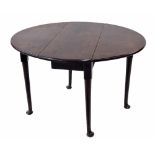 Georgian mahogany pad-foot oval drop leaf gate leg table, 42" wide extended, 36.5" deep, 27.5" high