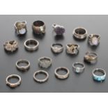 Selection of rings, most marked 925 or silver, some stone set (17)