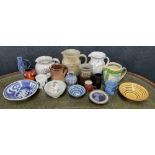 Selection of decorative studio pottery jugs; including by Muchelney, Deborah Prosser etc.; also a