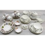 Minton 'Greenwich' pattern porcelain tea set for two; together with two graduated Royal Worcester '