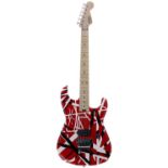 2013 EVH Stripe Series Red, White and Black electric guitar, ser. no. EVH13xxxx1; Body: red, white