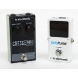 TC Electronic Polytune True Bypass guitar tuner pedal; together with a TC Electronic Crescendo