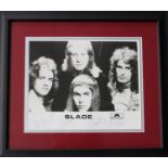 Slade - fully signed black and white promo photograph, mounted and framed, 14.25" x 16"