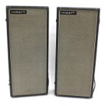 Pair of 1970s Hiwatt 4 x 12 guitar amplifier PA speaker columns, model no SE4126