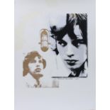 Mick Jagger - Ink Icon Mick Jagger 'solo in recording studio' silkscreen print, test double image in