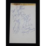 Rolling Stones interest - autographed 'The Birds' promotional card fully autographed by The Birds,