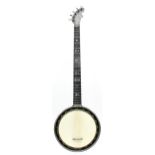 Reilly-Baker Perfected Patent five string banjo, with engraved aluminium body and neck, inscribed S.