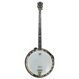 J.G. Abbott & Co no. 2 plectrum banjo, with 11" skin and 27" scale, within a TGI gig bag