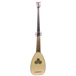 Good contemporary fourteen string theorbo lute, unlabelled, with multi-section bowl back, spruce top