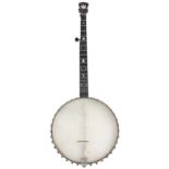 Late 19th century five string banjo, inscribed Geo P. Matthew, maker on a silver plate attached to