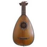 Antique lute in need of restoration, unlabelled, the bowl back with thirteen maple ribs, original