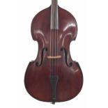 Fine French double bass attributed to Leon Bernardel of Paris circa 1880, the two piece swell back