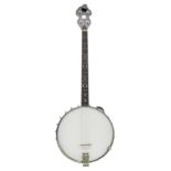 Tenor banjo inscribed 'The Clifford Essex Sharpe, Norfolk, UK, D66D' to the inner tone ring, with