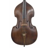 Early 20th century German double bass, back length 45.75", stop length 25", vibrating string