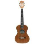 Clifford Essex The Gambler concert ukulele, within a fitted hard case