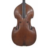Good and interesting 19th century double bass, back length 43.25", stop length 23.25" and