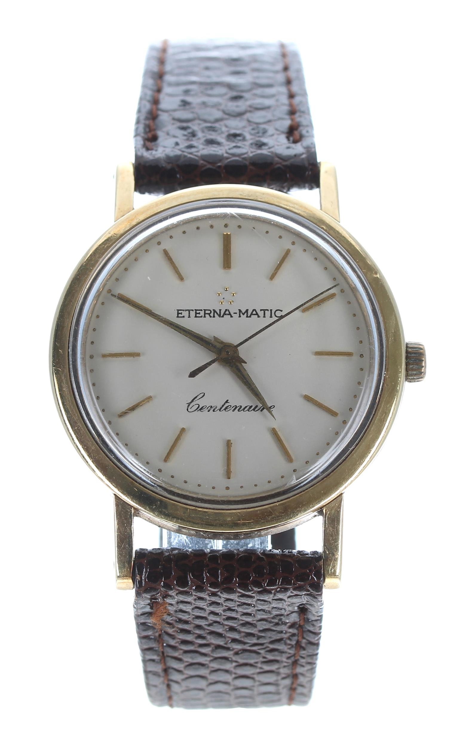 Eterna-Matic Centenaire automatic gold plated and stainless steel gentleman's wristwatch, silvered