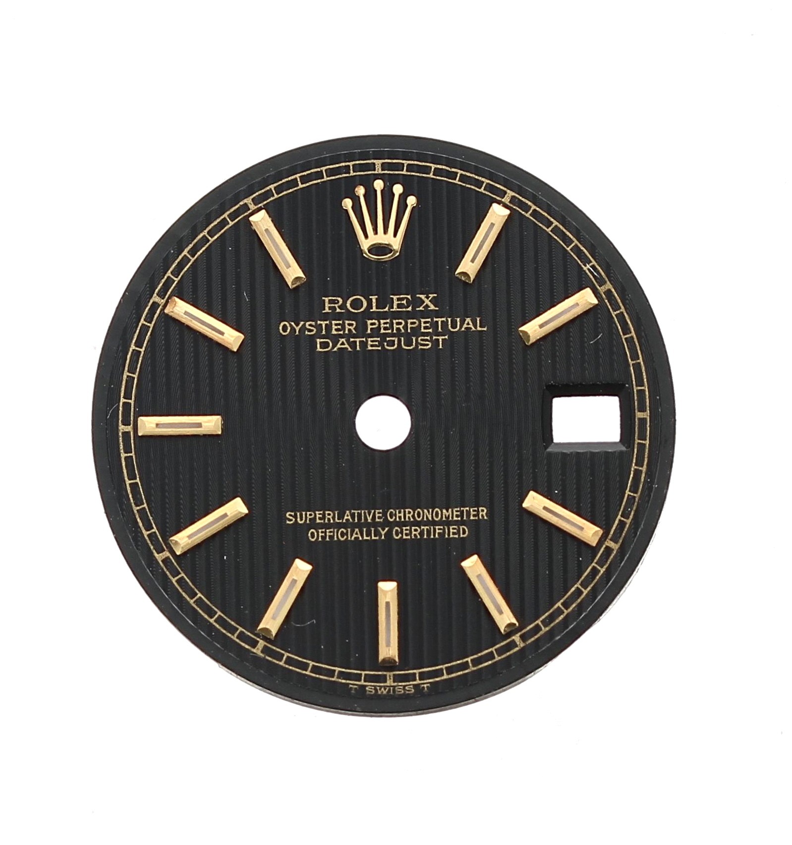 Rolex Datejust lady's black wristwatch dial for the reference 69173, 20mm