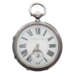 Late 19th century silver fusee lever pocket watch, Chester 1898, unsigned movement, no. 12643,