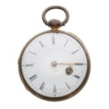 Small gilt metal verge pocket watch, the fusee movement signed Thos Nurse, Lynn, 3464, no. 2832,