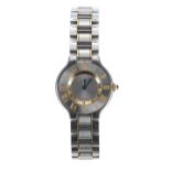 Must de Cartier 21 bi-colour lady's wristwatch, reference no. 1340, serial no. LX855xxx, silvered