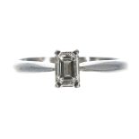 18ct white gold emerald-cut solitaire diamond ring, 0.33ct, clarity VS, colour H, width 5.5mm, 2.