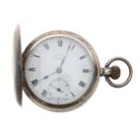 Omega silver lever hunter pocket watch, import hallmarks London 1910, signed movement with