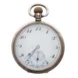 Silver lever pocket watch, Birmingham 1928, the movement signed Rands with compensated balance and