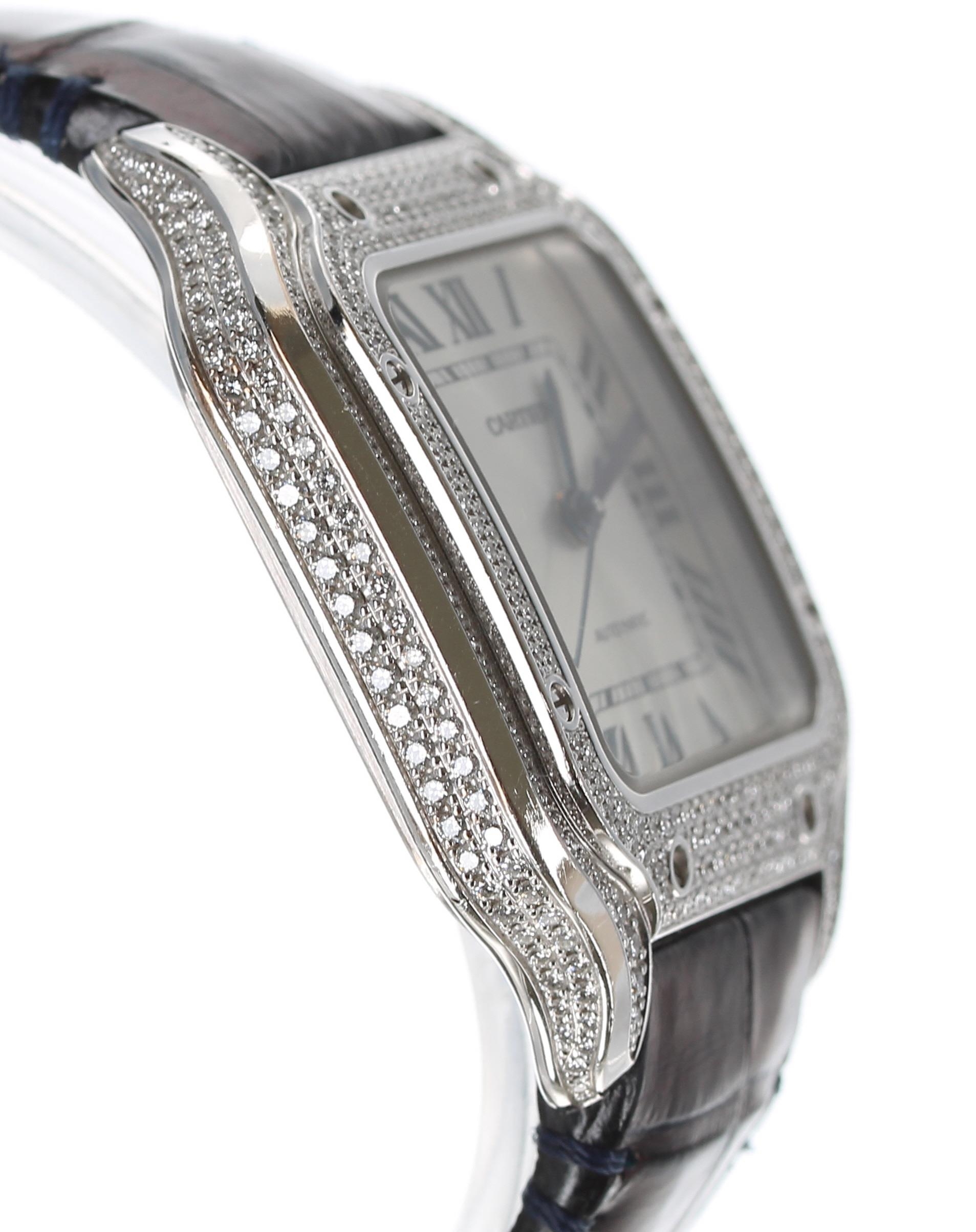 Cartier Santos 18ct white gold diamond set automatic wristwatch, reference no. 4190, serial no. - Image 3 of 4
