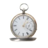 Victorian silver fusee lever hunter pocket watch, London 1873, unsigned movement with engraved