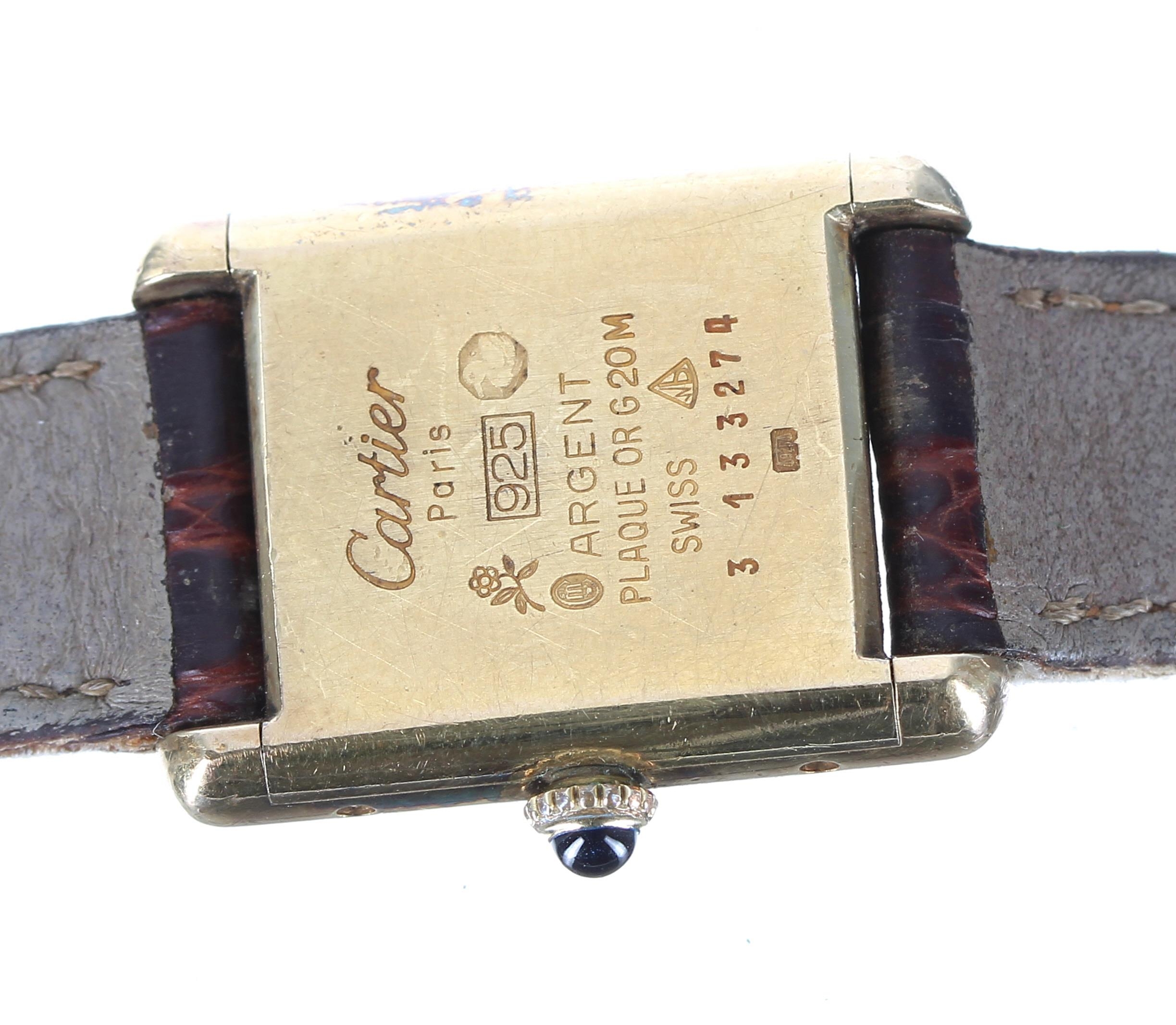 Must de Cartier Tank manual wind silver-gilt lady's wristwatch, case no. 3 133xxx, white dial, - Image 2 of 2