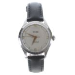 Baume stainless steel gentleman's wristwatch, case no. 562, silvered dial with gilt applied