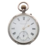 Victorian silver lever pocket watch, London 1897, the three quarter plate movement signed Curtis &