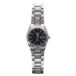 Seiko automatic stainless steel lady's wristwatch, reference no. 4207-00K0, black dial, Seiko