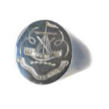 Gentleman's silver intaglio seal ring, width 20mm, 14.6gm, ring size W/X