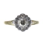Pretty 18ct yellow gold diamond cluster ring, the centre old-cut diamond 0.40ct approx, clarity