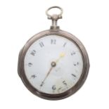 Early 19th century silver verge pair cased pocket watch, London 1815, the fusee movement signed