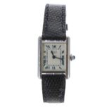 Must de Cartier Tank Quartz silver lady's wristwatch recently serviced by Cartier in June 2022,