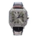 Cartier Santos 18ct white gold diamond set automatic wristwatch, reference no. 4190, serial no.
