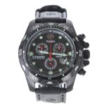 Timex Indiglo WR200M chronograph gentleman's wristwatch, black dial, black rotating bezel, black