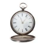 Victorian silver verge hunter pocket watch, London 1864, the fusee movement signed Johnson, Grays