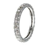 Platinum diamond full eternity ring, width 3mm, 4.4gm, ring size M/N